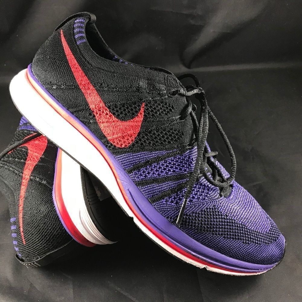 NIKE Flyknit Trainer Black Purple Red Mens 9.5 US